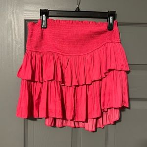 Hot Pink Smocked Ruffle Skirt
